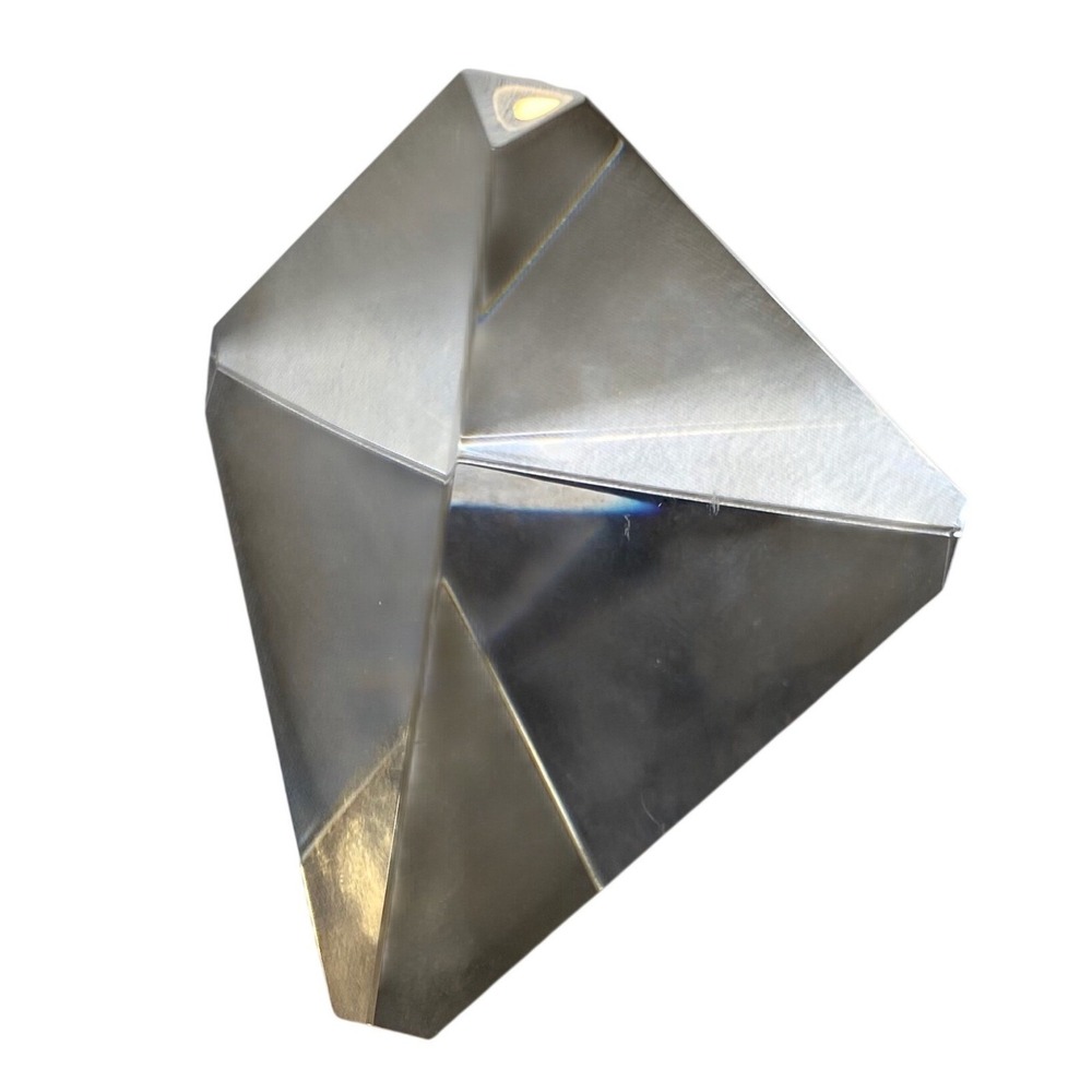 Signed Steuben Crystal Geometric Tetrahedron Prism Paperweight Sculpture‎ USA